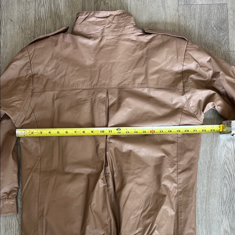 OVERSIZED LEATHER JACKET 70s GEORGEE SPORT Taupe Long bomber luxury VINTAGE - Picture 10 of 14